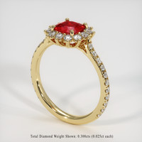 0.80 Ct. Ruby Ring, 18K Yellow Gold 2