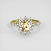 1.72 Ct. Peach Sapphire Ring, 18K Yellow Gold 1