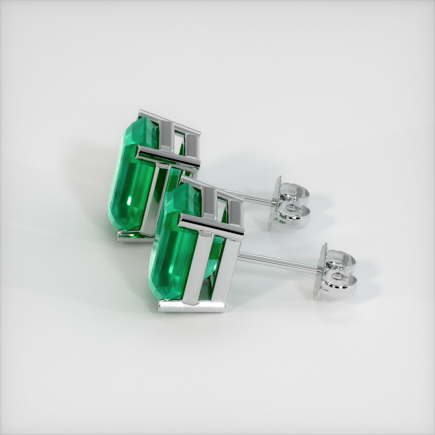 Platinum Plated 925 Emerald Cut Lab-Created Emerald selling 5mm x 7mm Studs Earrings