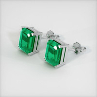 7.23 Ct.Tw. Emerald Earrings, 18K White Gold 2