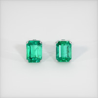 2.80 Ct.Tw. Emerald Earrings, 18K White Gold 1