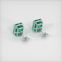 2.80 Ct.Tw. Emerald Earrings, 18K White Gold 4