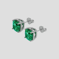 <span>3.63</span>&nbsp;<span class="tooltip-light">Ct.Tw.<span class="tooltiptext">Total Carat Weight</span></span> Emerald Earrings, 18K White Gold 3