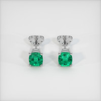 0.91 Ct.Tw. Emerald Earrings, 18K White Gold 1