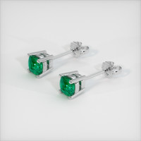 0.91 Ct.Tw. Emerald Earrings, 18K White Gold 2