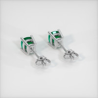 0.91 Ct.Tw. Emerald Earrings, 18K White Gold 4