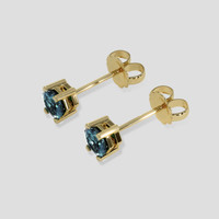 <span>1.09</span>&nbsp;<span class="tooltip-light">Ct.Tw.<span class="tooltiptext">Total Carat Weight</span></span> Greenish Blue Sapphire Earrings, 14K Yellow Gold 3