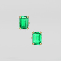 <span>1.17</span>&nbsp;<span class="tooltip-light">Ct.Tw.<span class="tooltiptext">Total Carat Weight</span></span> Emerald Earrings, 18K Yellow Gold 1