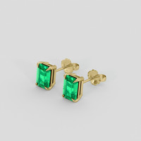 <span>1.17</span>&nbsp;<span class="tooltip-light">Ct.Tw.<span class="tooltiptext">Total Carat Weight</span></span> Emerald Earrings, 18K Yellow Gold 3