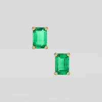 <span>1.00</span>&nbsp;<span class="tooltip-light">Ct.Tw.<span class="tooltiptext">Total Carat Weight</span></span> Emerald Earrings, 18K Yellow Gold 1