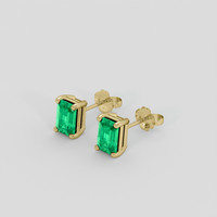 <span>1.00</span>&nbsp;<span class="tooltip-light">Ct.Tw.<span class="tooltiptext">Total Carat Weight</span></span> Emerald Earrings, 18K Yellow Gold 3