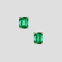 <span>0.97</span>&nbsp;<span class="tooltip-light">Ct.Tw.<span class="tooltiptext">Total Carat Weight</span></span> Emerald Earrings, 18K Yellow Gold 1
