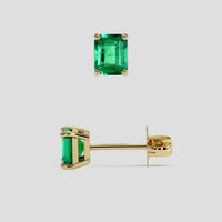 <span>0.97</span> <span class="tooltip-light">Ct.Tw.<span class="tooltiptext">Total Carat Weight</span></span> Emerald Earrings, 18K Yellow Gold 2