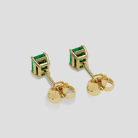 <span>0.97</span> <span class="tooltip-light">Ct.Tw.<span class="tooltiptext">Total Carat Weight</span></span> Emerald Earrings, 18K Yellow Gold 4