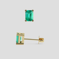 <span>1.57</span> <span class="tooltip-light">Ct.Tw.<span class="tooltiptext">Total Carat Weight</span></span> Emerald Earrings, 18K Yellow Gold 2