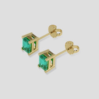 <span>1.57</span>&nbsp;<span class="tooltip-light">Ct.Tw.<span class="tooltiptext">Total Carat Weight</span></span> Emerald Earrings, 18K Yellow Gold 3