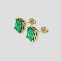 <span>3.33</span>&nbsp;<span class="tooltip-light">Ct.Tw.<span class="tooltiptext">Total Carat Weight</span></span> Emerald Earrings, 18K Yellow Gold 3