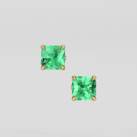 <span>1.17</span>&nbsp;<span class="tooltip-light">Ct.Tw.<span class="tooltiptext">Total Carat Weight</span></span> Emerald Earrings, 18K Yellow Gold 1