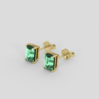 <span>1.25</span> <span class="tooltip-light">Ct.Tw.<span class="tooltiptext">Total Carat Weight</span></span> Emerald Earrings, 18K Yellow Gold 3