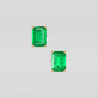 <span>1.84</span> <span class="tooltip-light">Ct.Tw.<span class="tooltiptext">Total Carat Weight</span></span> Emerald Earrings, 18K Yellow Gold 1