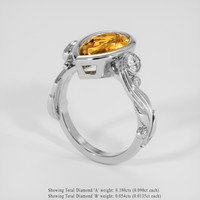 1.74 Ct. Pinkish Orange Imperial Topaz Ring, Platinum 950 2