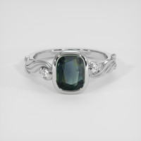2.03 Ct. Bluish Green Sapphire Ring, Platinum 950 1