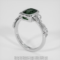 2.03 Ct. Bluish Green Sapphire Ring, Platinum 950 2