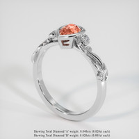 1.17 Ct. Padparadscha Sapphire Ring, Platinum 950 2
