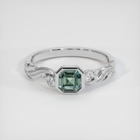 0.83 Ct. Bluish Green Sapphire Ring, Platinum 950 1