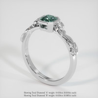 0.83 Ct. Bluish Green Sapphire Ring, Platinum 950 2