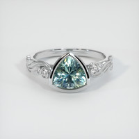 1.72 Ct. Bluish Green Sapphire Ring, Platinum 950 1