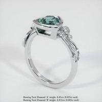 1.72 Ct. Bluish Green Sapphire Ring, Platinum 950 2