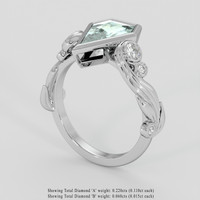2.19 Ct. Greenish Blue Sapphire Ring, Platinum 950 2