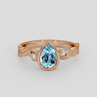 1.02 Ct. Blue Aquamarine Ring, 14K Rose Gold 1