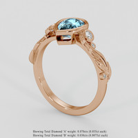 1.02 Ct. Blue Aquamarine Ring, 14K Rose Gold 2