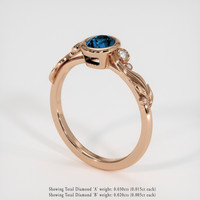 0.65 Ct. Greenish Blue Sapphire Ring, 14K Rose Gold 2