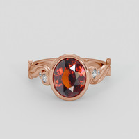 3.16 Ct. Orangish Red Hessonite Garnet Ring, 18K Rose Gold 1