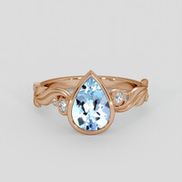 1.50 Ct. Blue Aquamarine Ring, 18K Rose Gold 1