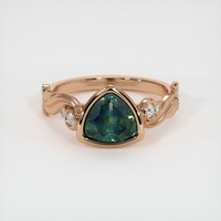 1.65 Ct. Bluish Green Sapphire Ring, 18K Rose Gold 1