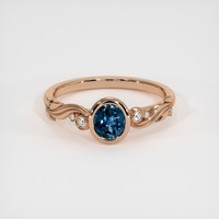 0.65 Ct. Greenish Blue Sapphire Ring, 18K Rose Gold 1