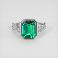 3.81 Ct. Emerald Ring, Silver 1