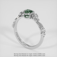 0.66 Ct. Bluish Green Sapphire Ring, Silver 2