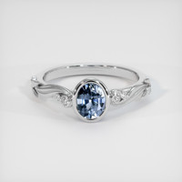 0.78 Ct. Blue Sapphire Ring, 10K White Gold 1