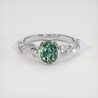 1.20 Ct. Bluish Green Sapphire Ring, 10K White Gold 1