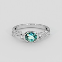 0.99 Ct. Bluish Green Sapphire Ring, 10K White Gold 1