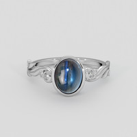 2.97 Ct. Blue Sapphire Ring, 10K White Gold 1