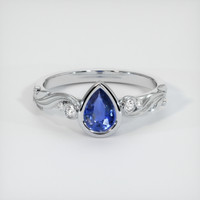 0.58 Ct. Blue Sapphire Ring, 14K White Gold 1