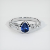 0.85 Ct. Blue Sapphire Ring, 14K White Gold 1