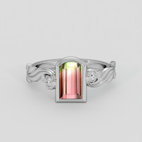 2.26 Ct. Watermelon Tourmaline Ring, 14K White Gold 1