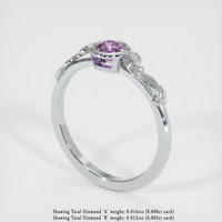 0.64 Ct. Pink Sapphire Ring, 14K White Gold 2
